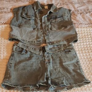 Denim Shirt and Shorts Set Size Xxl